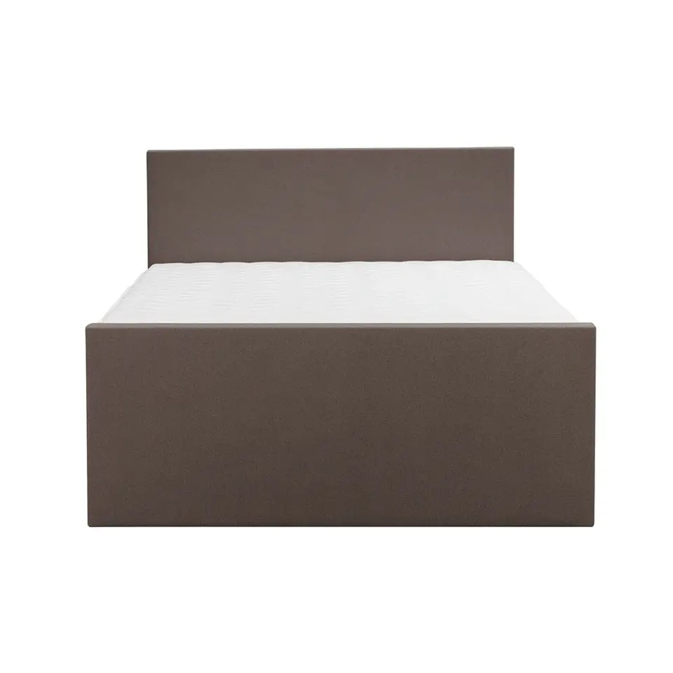 Boxspring met voetbord Liv egaal - donkerbruin - 180x200 cm - vierkante poot