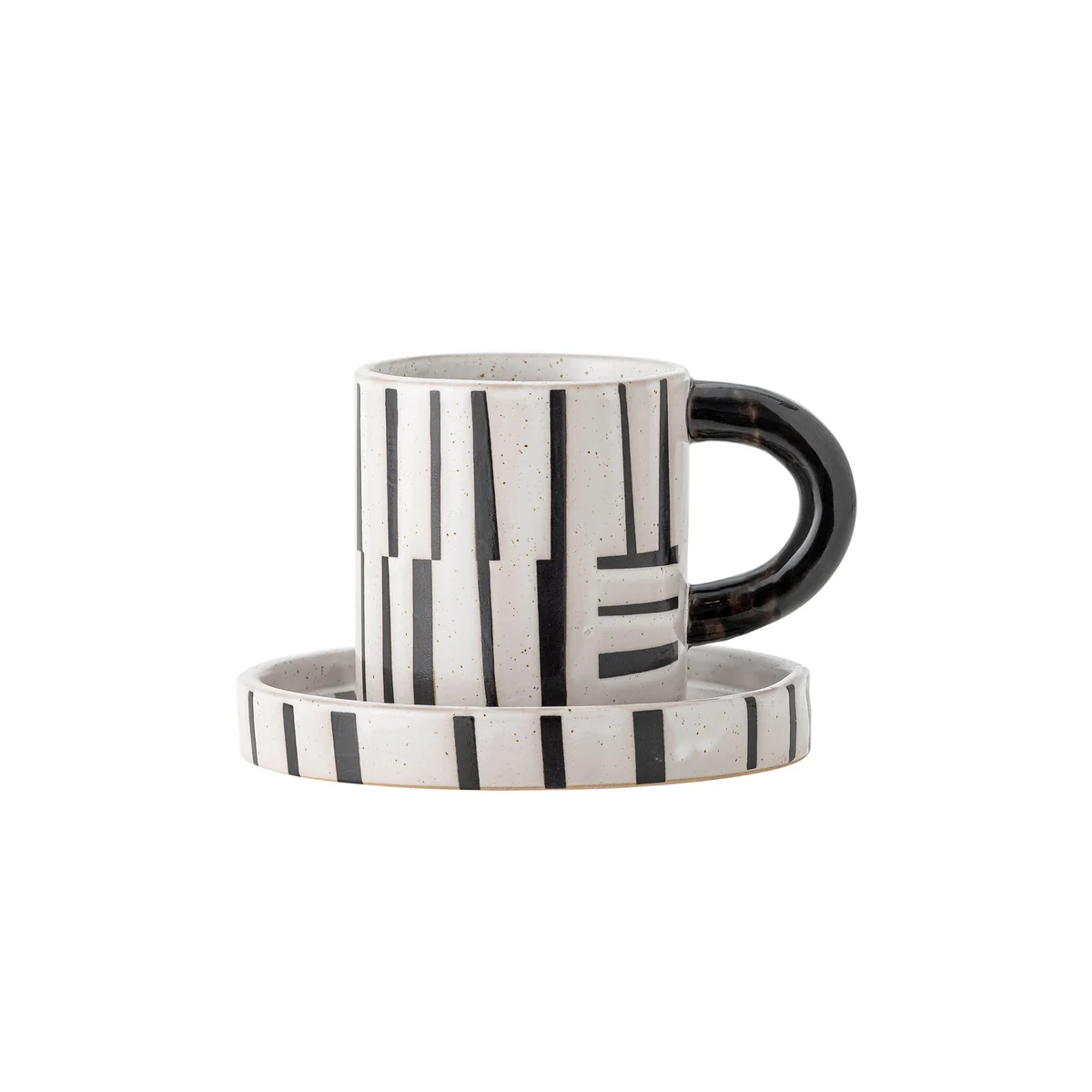 Bloomingville - Frankie Tasse inkl. Untertasse, schwarz / weiß (2-tlg.)