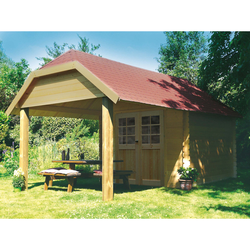 Abri de jardin en bois Cork traité 28 mm 2,98 x 2,98   2,65 m SOLID