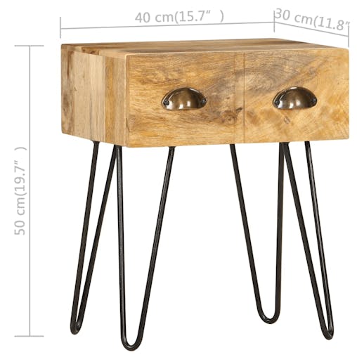 NNEVL Bedside Cabinet 40x30x50 cm Solid Mango Wood