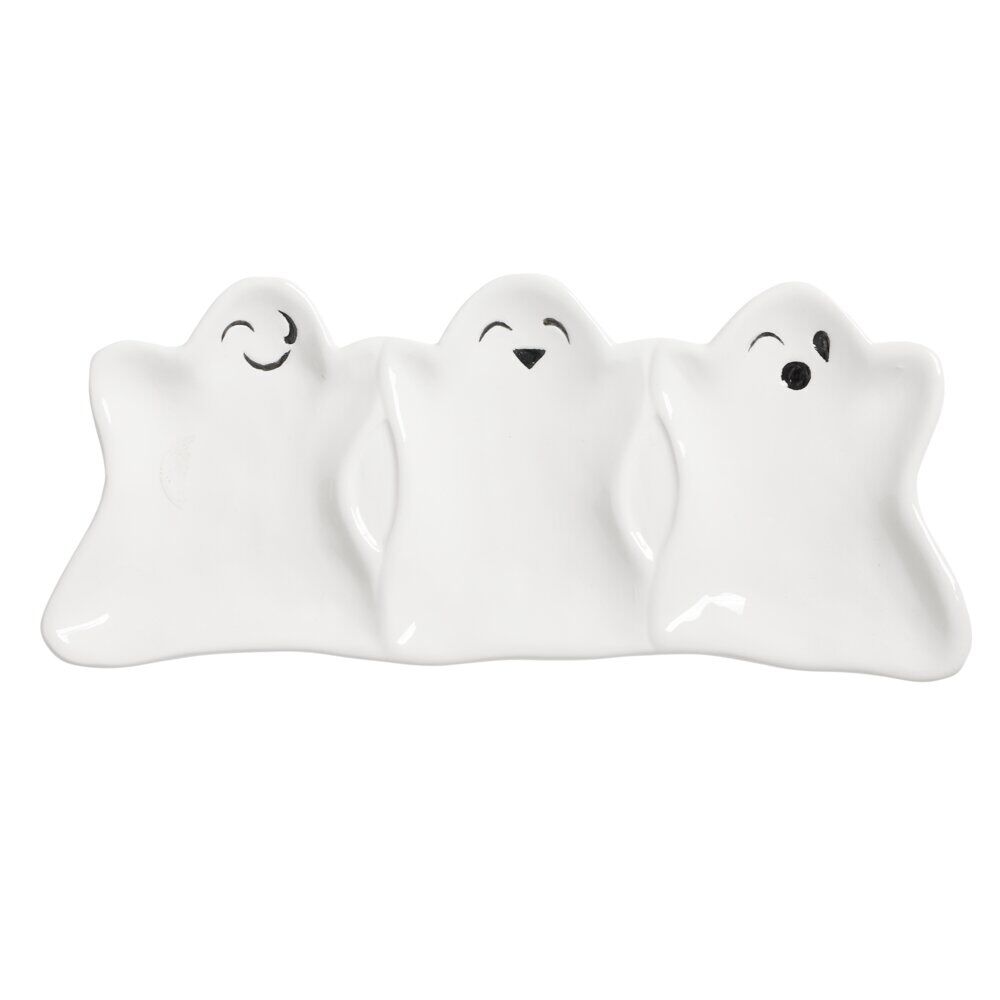 Coupelle Halloween forme fantôme dolomite blanc 10x23,5cm