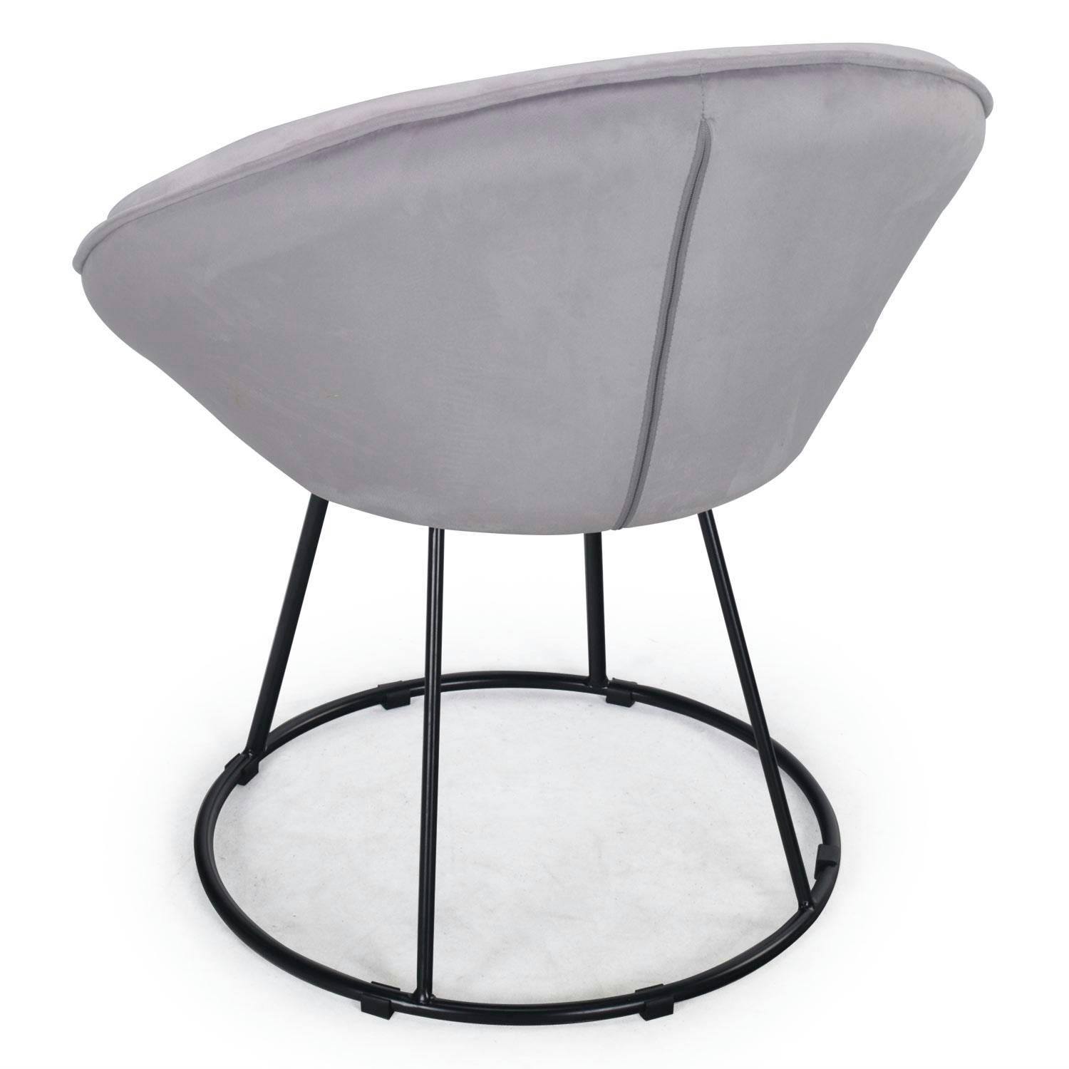 BOULI - Fauteuil rond en velours argent