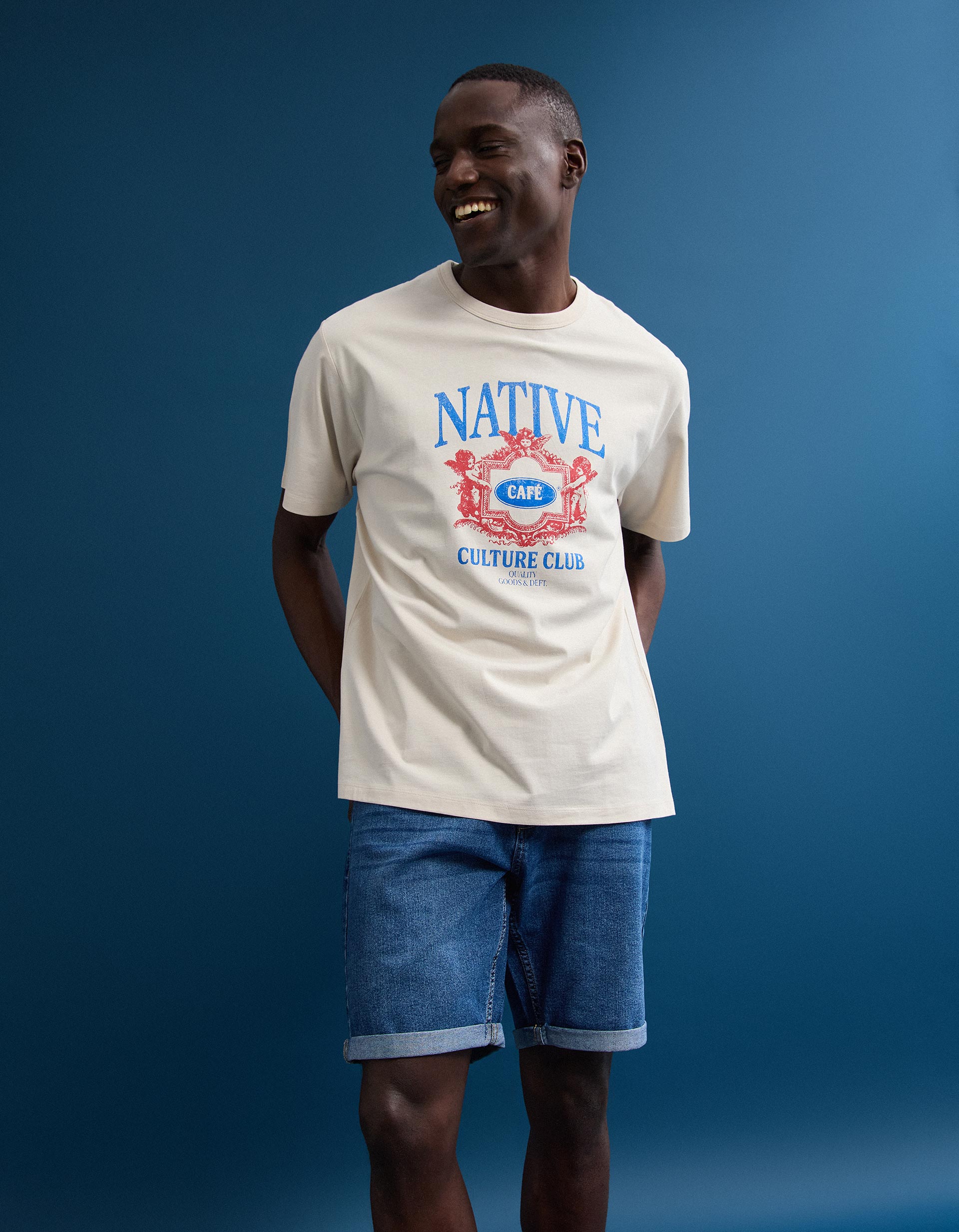 T-shirt Jersey Estampada, Homem, Bege