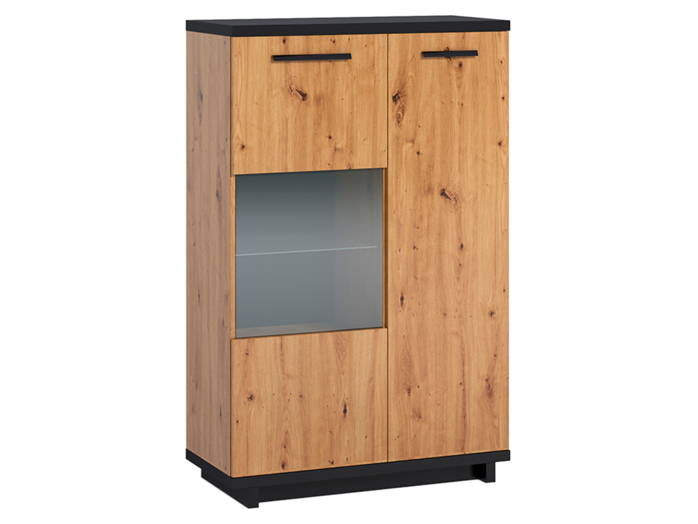 Witryna Ines 90 cm z 2 drzwiami niska dąb artisan