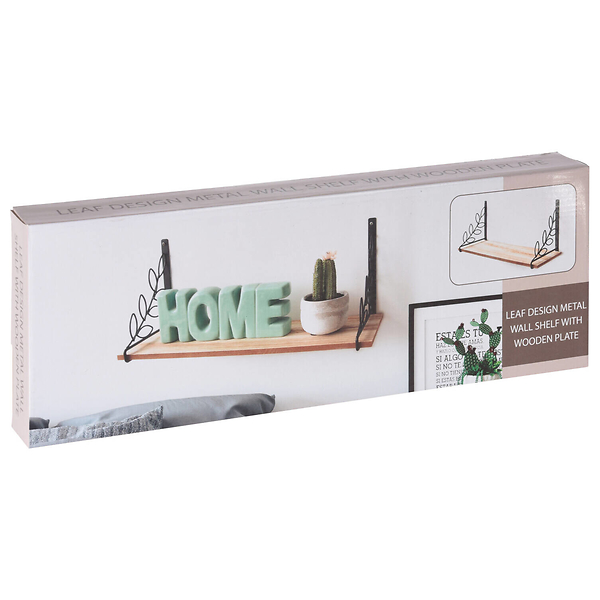 Półka na ścianę ozdobna z metalowymi uchwytami 38x16x12,7 cm