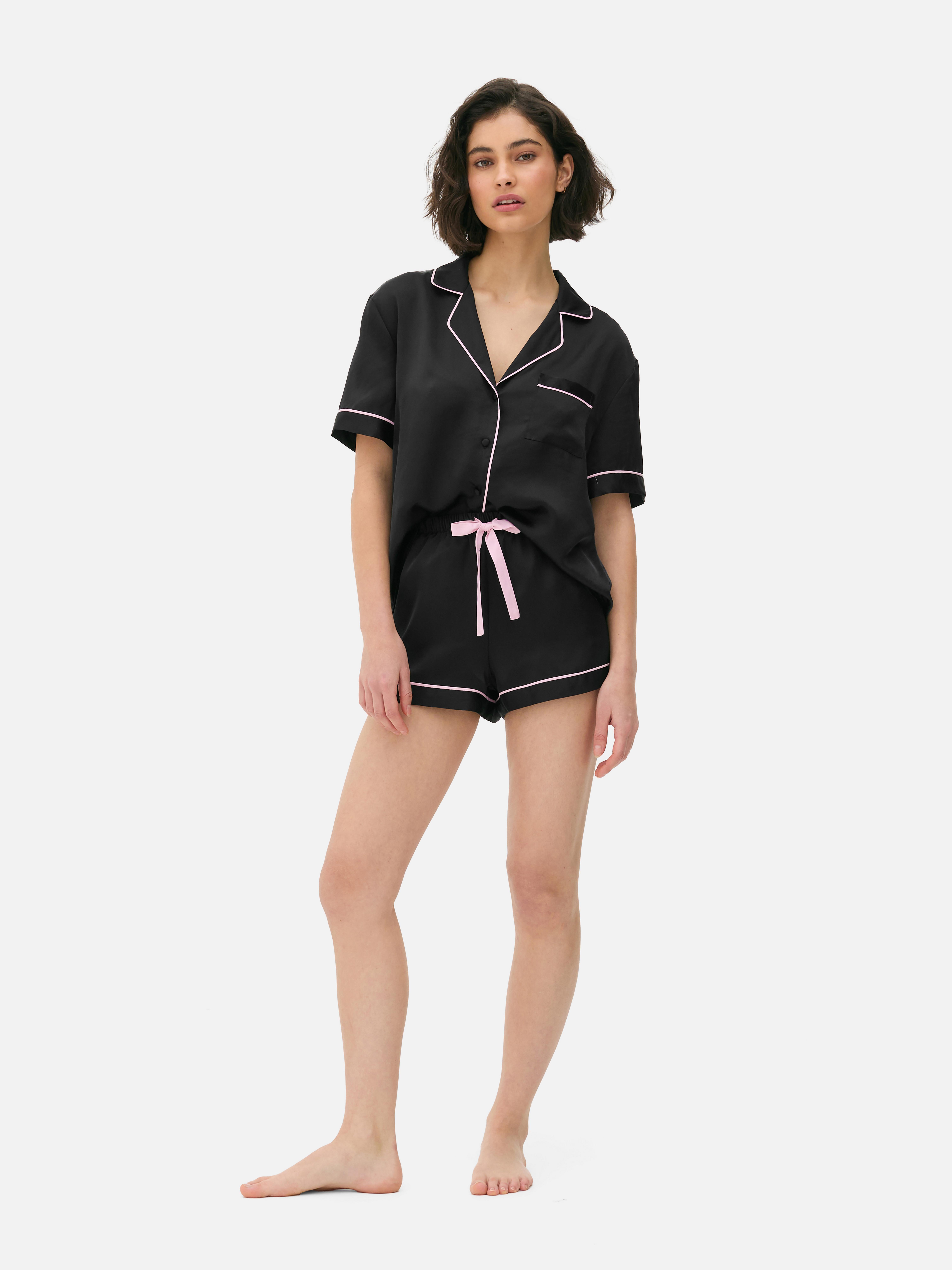 Satin Boyfriend Short Pajama Set