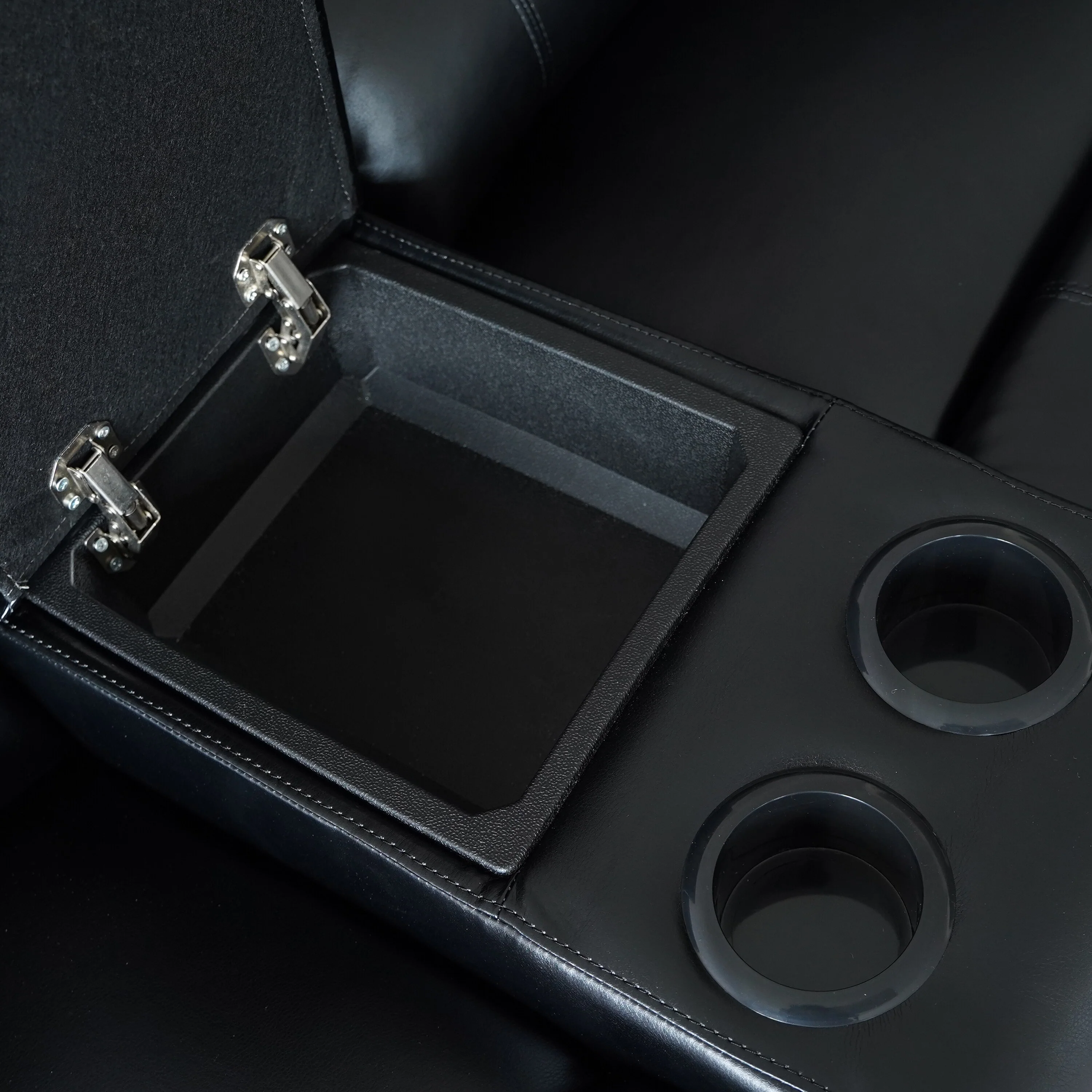 2-Piece Classic Faux Leather Manual Reclining Living Room Sofa Set with Console and Cup Holders