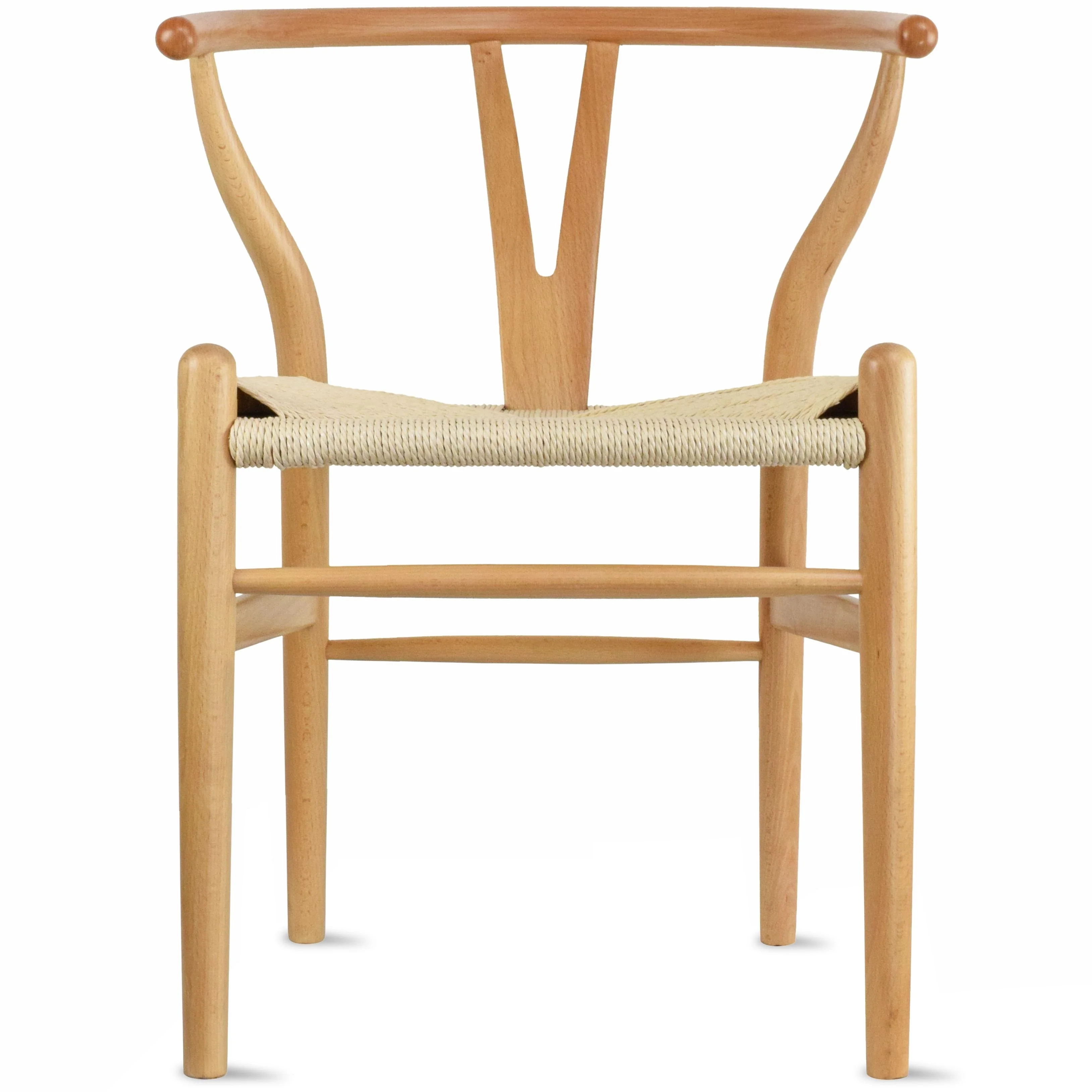 Modern Wood Dining Chair With Open Back Arm Armchair Hemp Seat For Home Restaurant Office