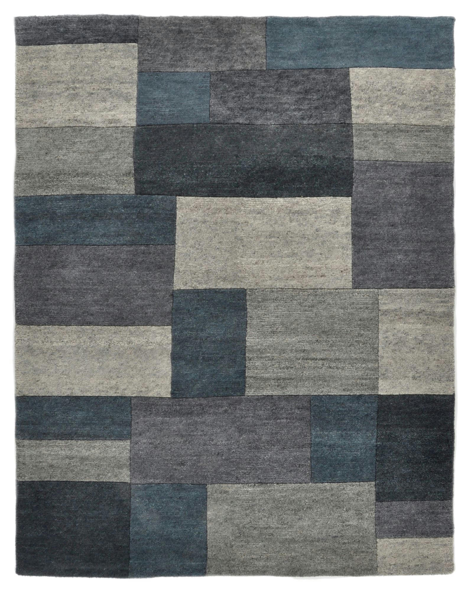 DALAS - Tapis moderne noué main en laine anthracite 140x200 cm
