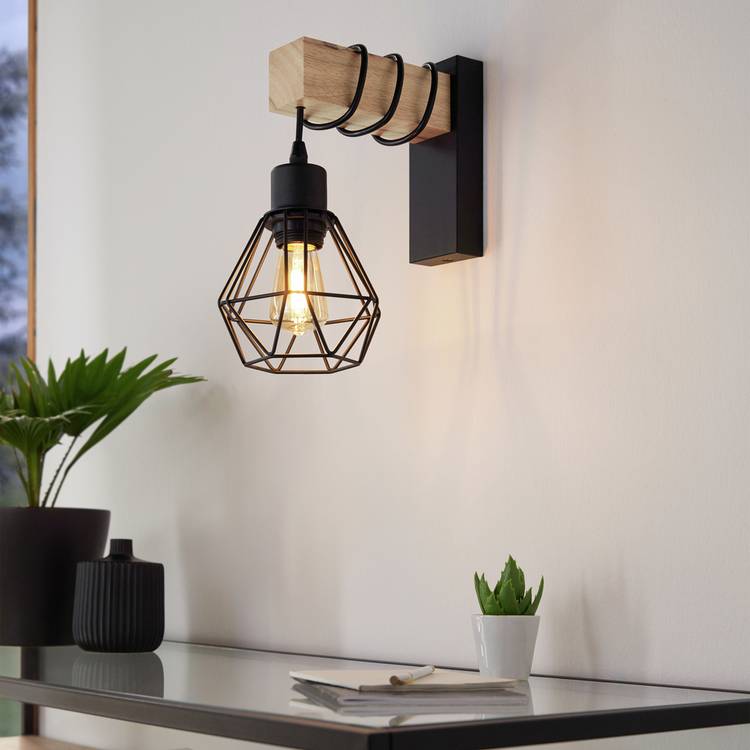 EGLO Townshend 5 Wooden Wall Light - Black