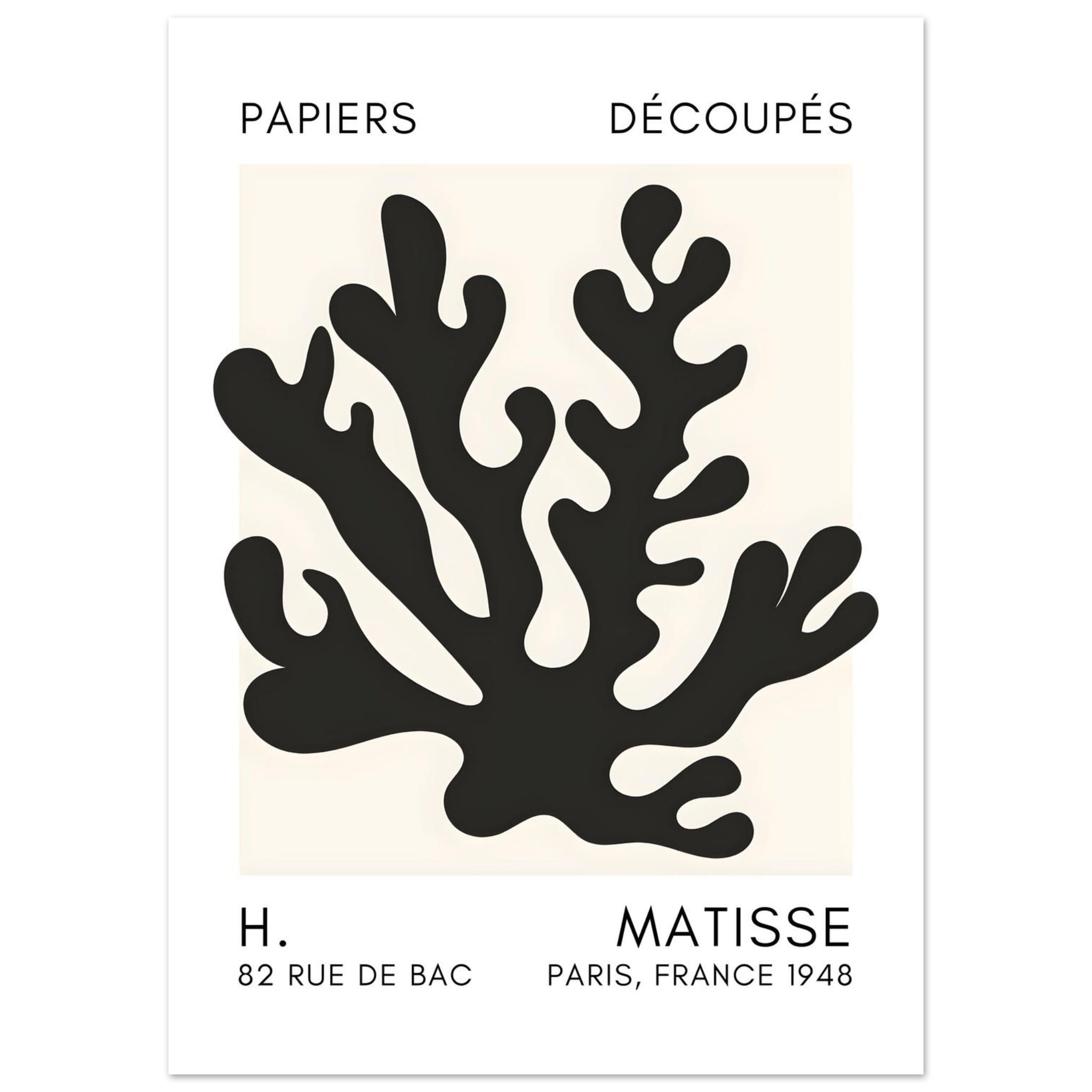 Artfulprints Poster Matisse – Saltflower shapes black  - 50x70 cm - Zwart