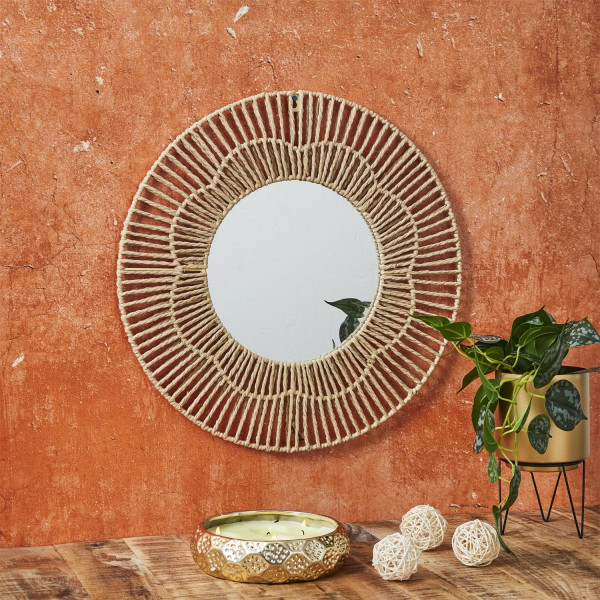 Lustro Nairobia okrągłe 50 cm w stylu boho plecione