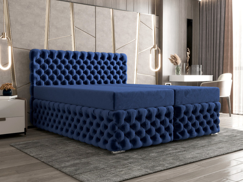 Łóżko Hotelowe Boxspring Pikowane   Bonell Figo 2 Granat 140