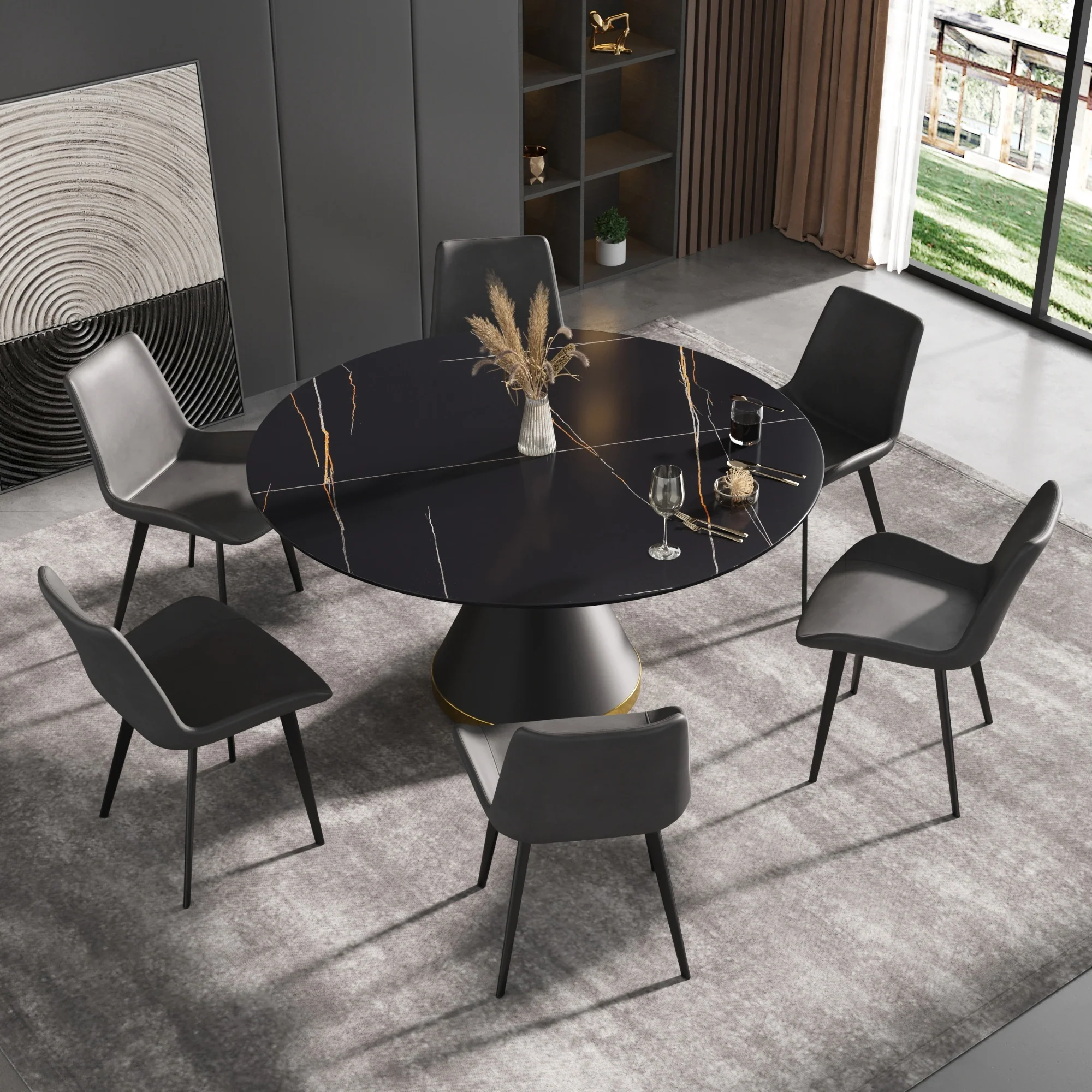 59 Round Dining Table Modern Kitchen Table for 6~8 People