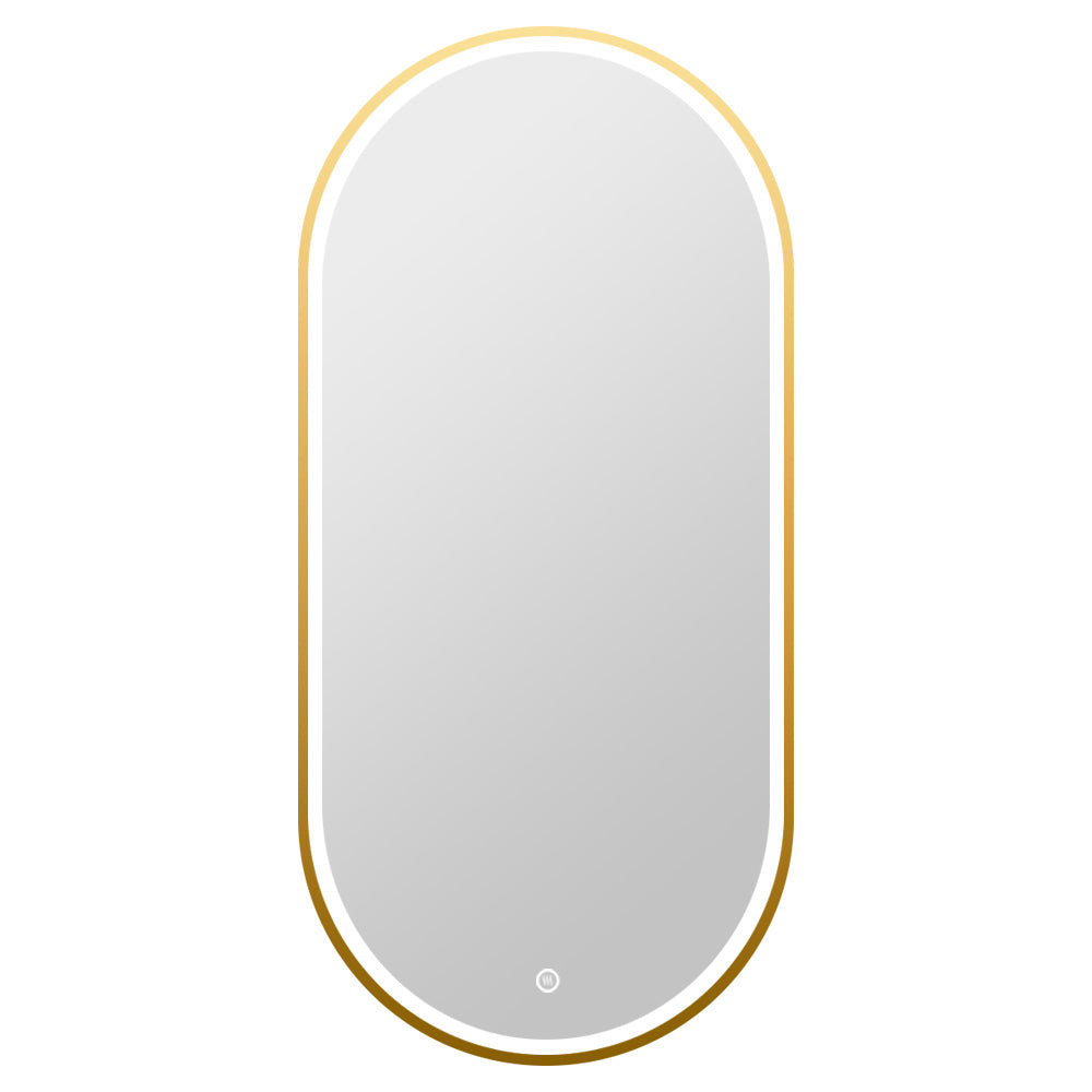 Vtw Living - Badkamerspiegel Ovaal met Verlichting 50 x 100 cm Goud
