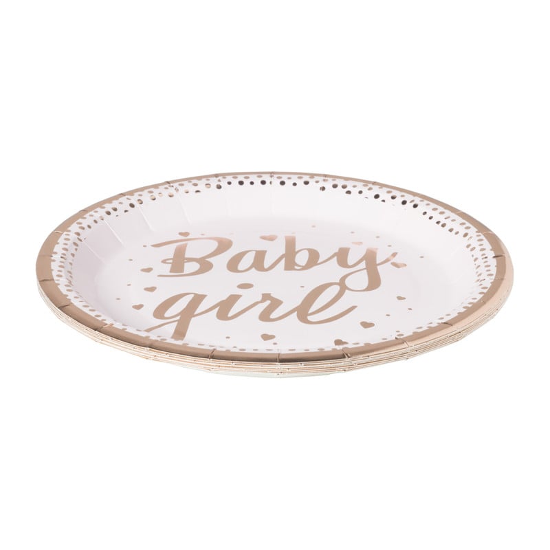 Bord baby girl - roze/koperkleurig - set van 8