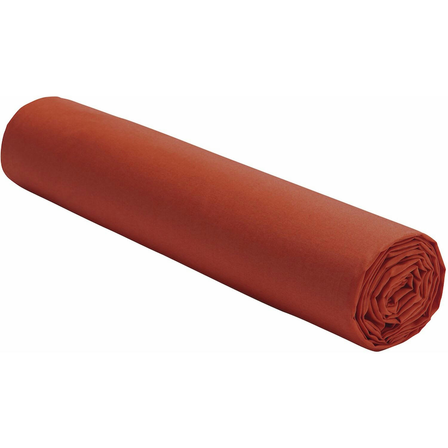 ORANGE - Drap Housse percale de coton rouge 200x200 cm