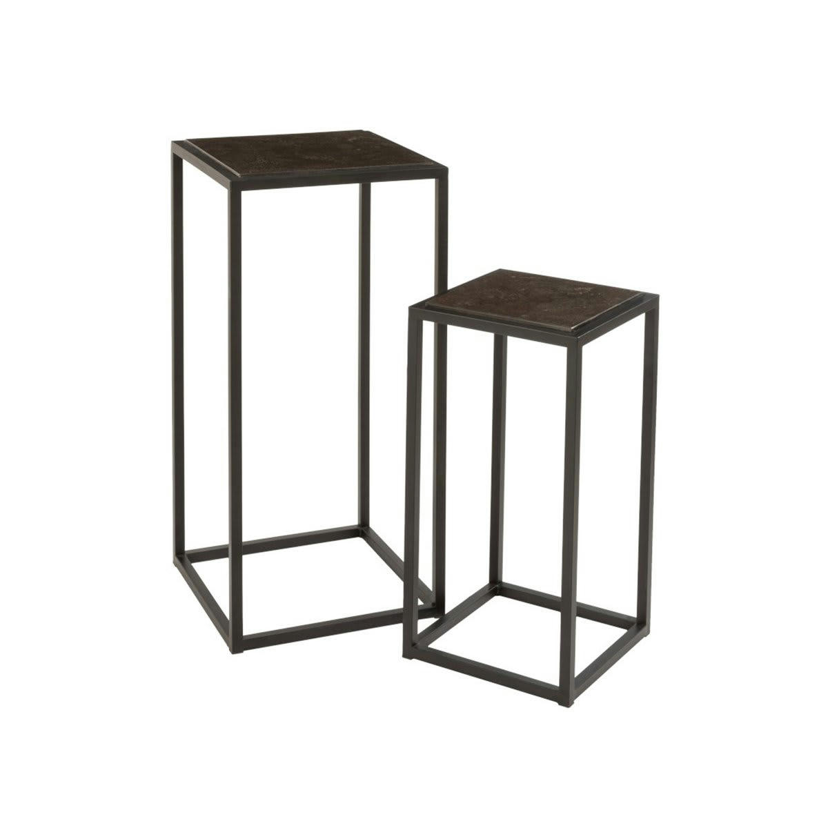 BONNIE - Set de 2 tables d'appoint gigognes en métal noir