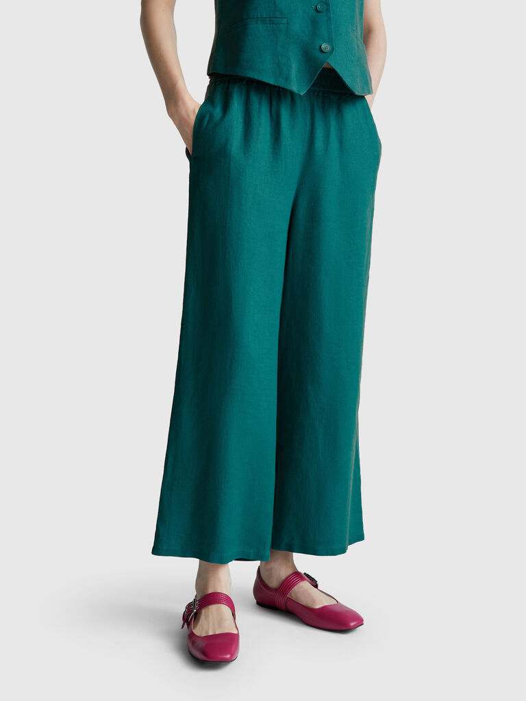Wide leg trousers in pure linen