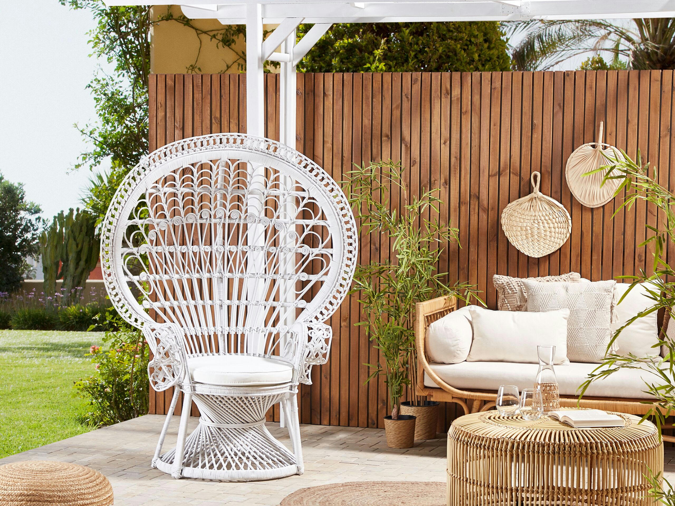 EMMANUELLE - Fauteuil en rotin blanc