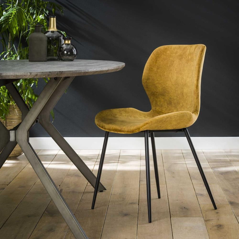 Giga Meubel Eetkamerstoel Velvet - Goud - Set van 2