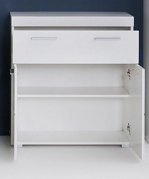 Meuble basmélaminé blanc. L - H - P : 73 - 79 - 31 cm
