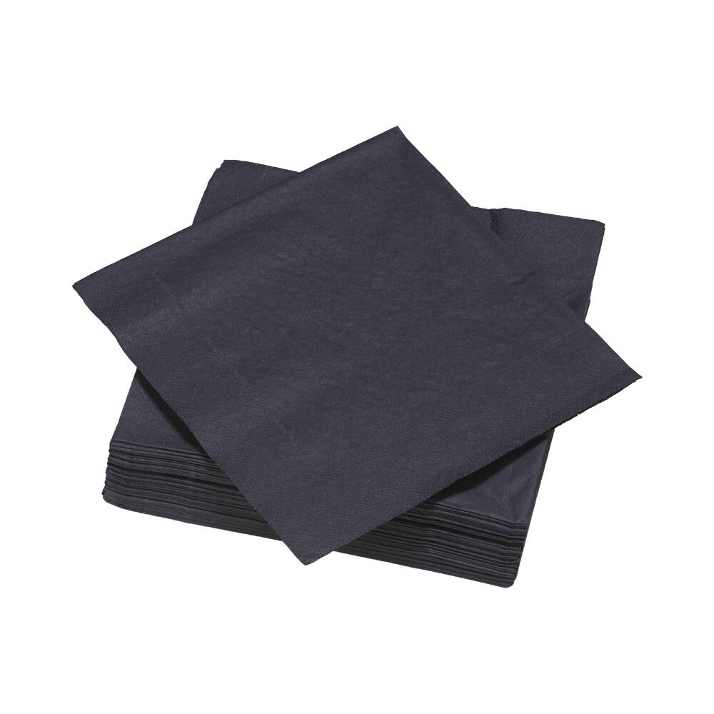 Serviette carré unie noire 2 plis en papier x50