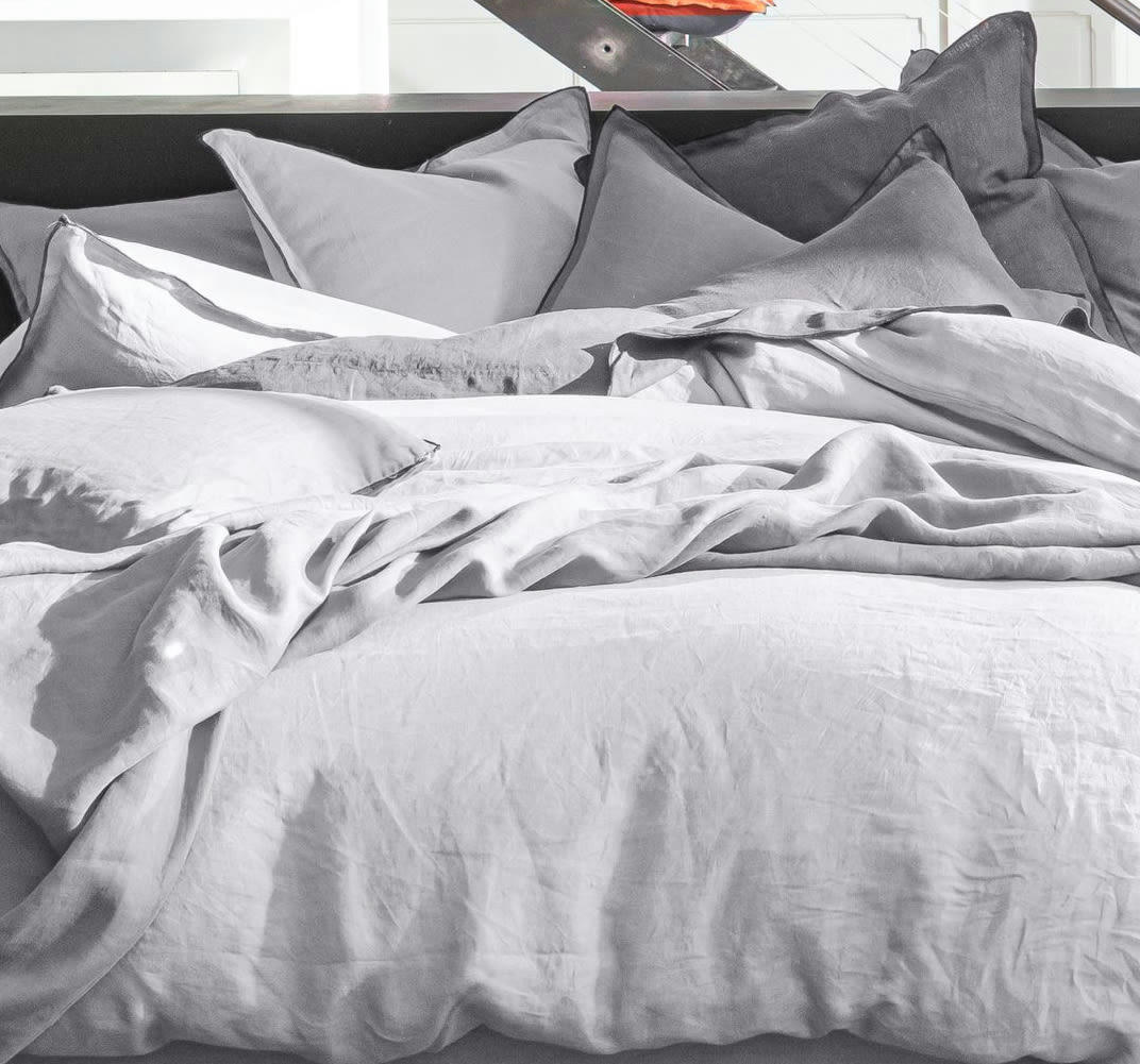 GRIS - Housse de couette lin lave gris 240x260 cm