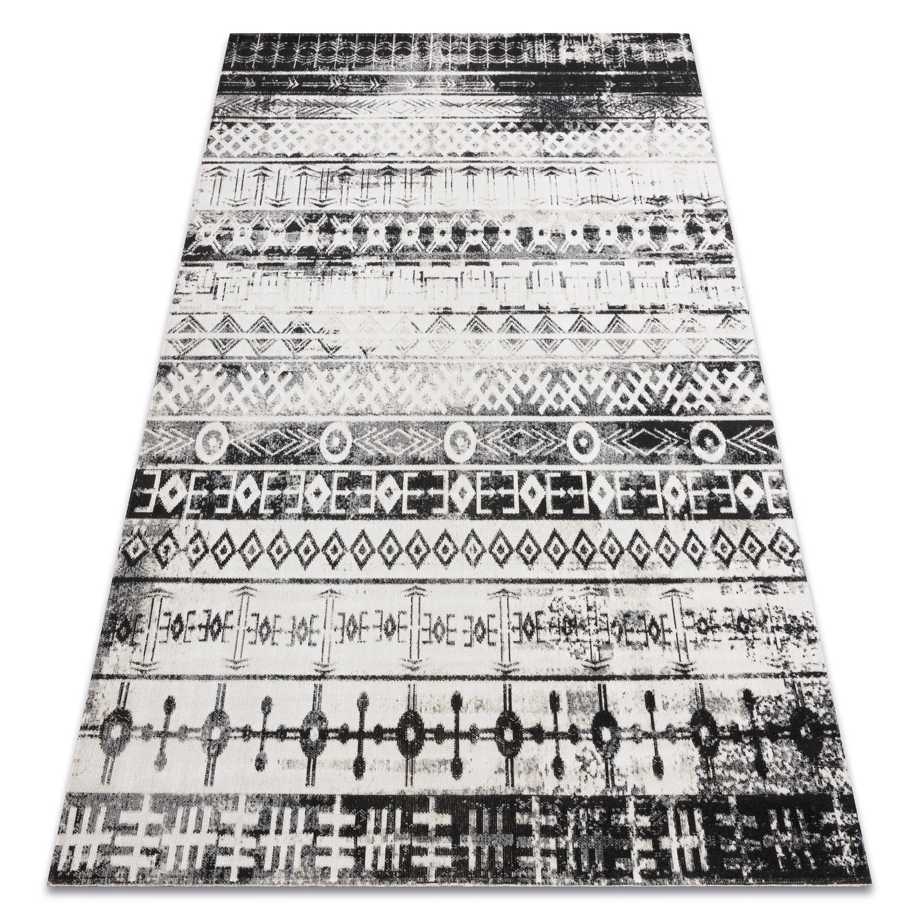 Dywan nowoczesny MUNDO E0592 etniczny outdoor beż / czarny 120x170 cm