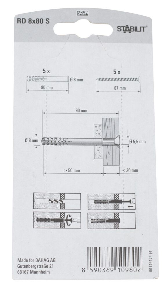 UNIVERSALPLUGG STABILIT 5,5X85CM 5STK