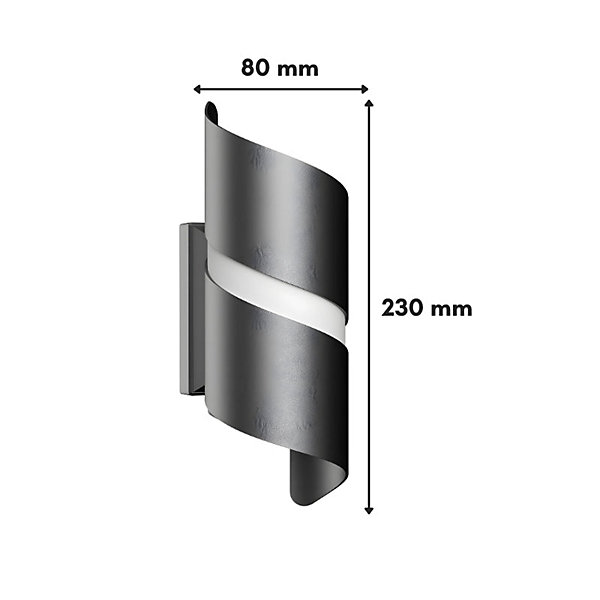 Applique Murale 10W CCT NOIRE IP65 Torsadée - 3000K/4000K/6500K - SILAMP