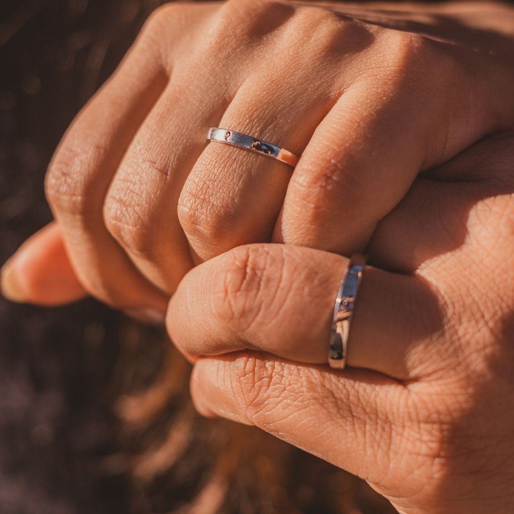 The Colourful Aura NE ZHA Adjustable Matching Couple Promise Ring Set