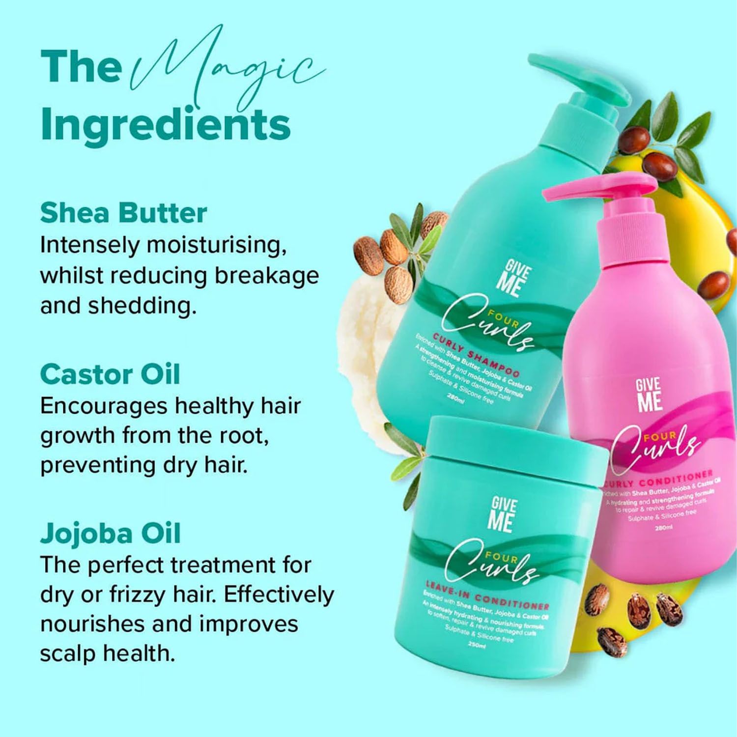 Give Me Four Curls Shampoo & Conditioner Duo 280ml & Leave-In Conditioner 250ml