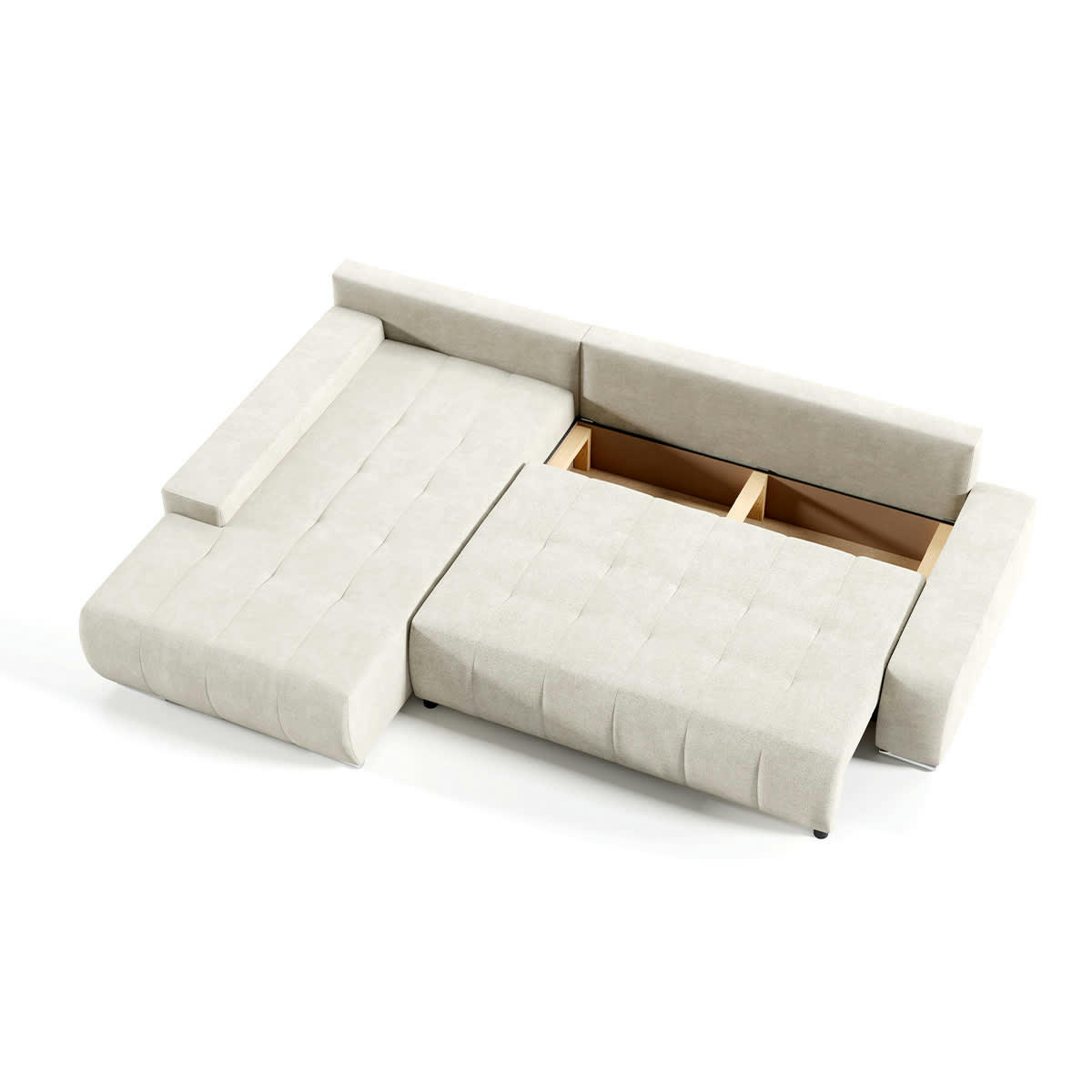 - Canapé d'angle convertible gauche 4 places crème