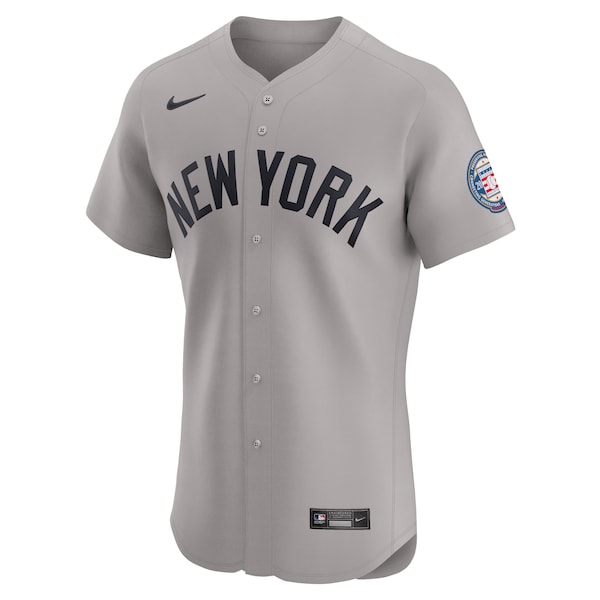 Derek Jeter New York Yankees Nike Road 2020 Hall of Fame Induction Patch Elite Player Jersey - Gray