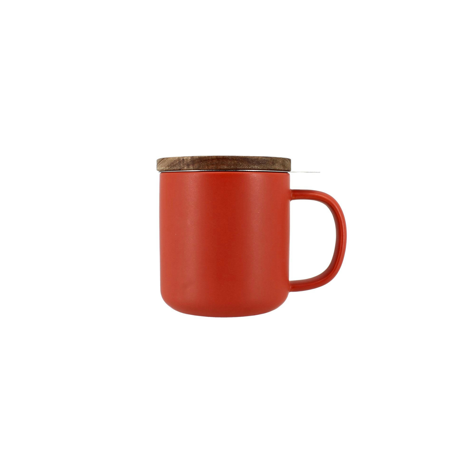 JULIET - Tisanière en grès rouge avec couvercle en bois d'acacia 300ml