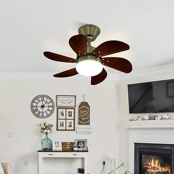 NETTLIFE Ventilateur de plafond blanc avec éclairage, télécommande, silencieux, avec minuterie, 6 pales, pour chambre à coucher