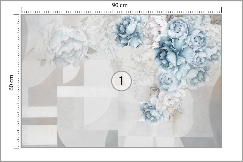Fototapeta Do Salonu Peonie Wzór Geometryczny 90x60cm