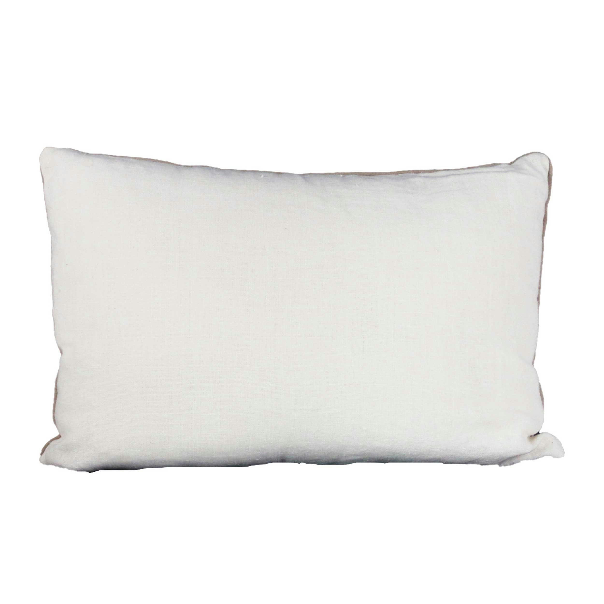 LINO 330 - Coussin uni bi-matières lin et coton lin blanc 80 x 50