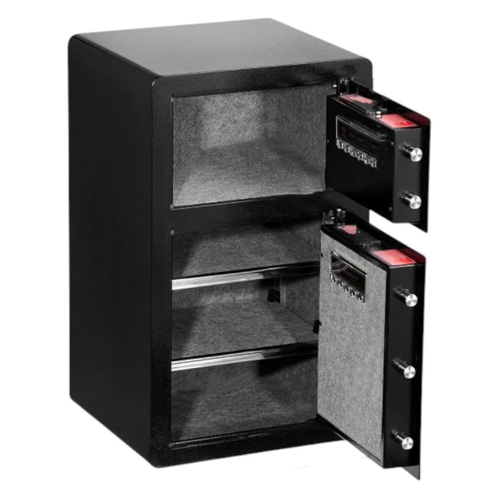 Black Alloy Steel Safe Box with Alarm, LED and Adjustable Divider