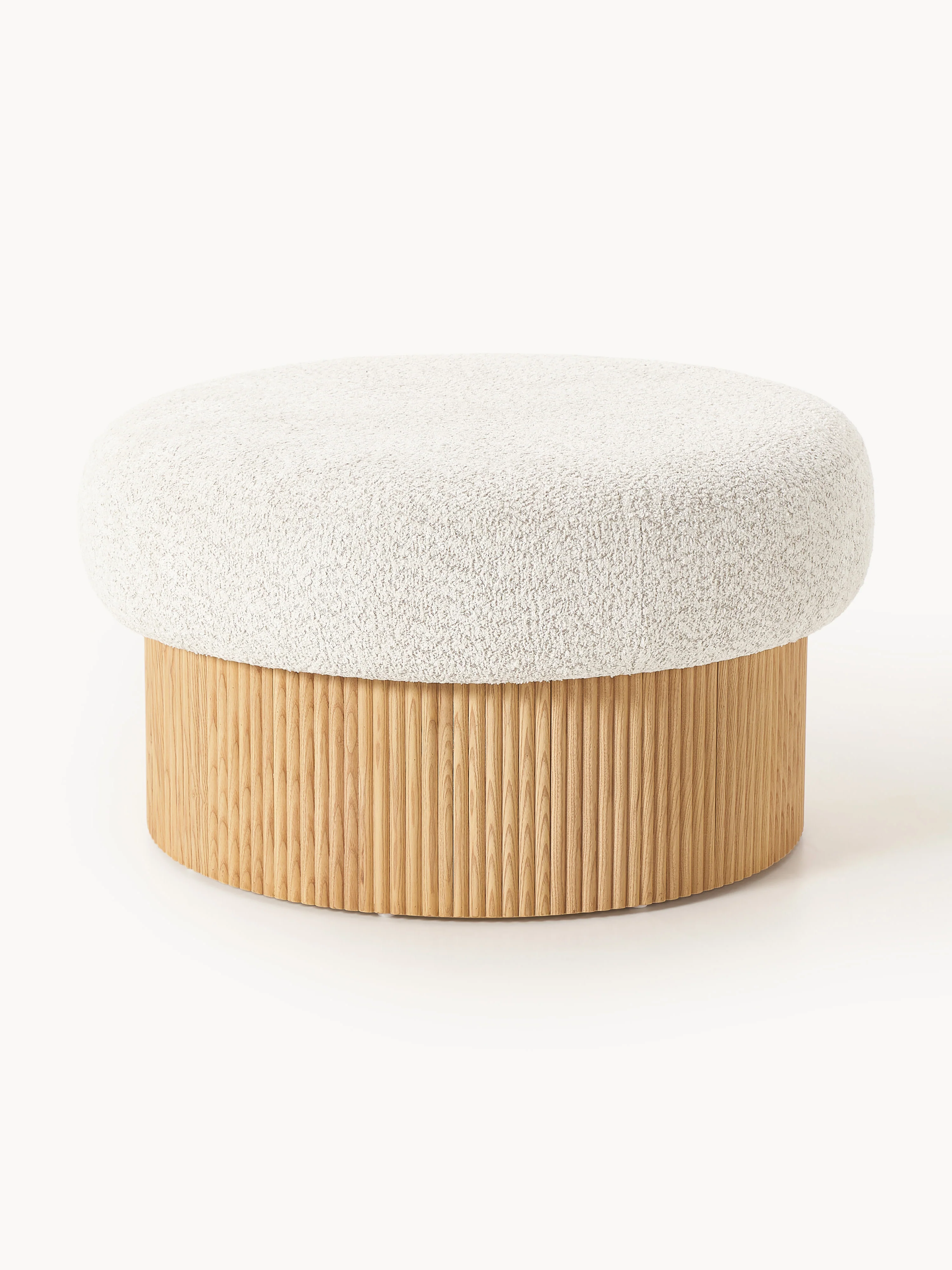 XL Polsterhocker Nala mit Stauraum aus Teddy-Bouclé