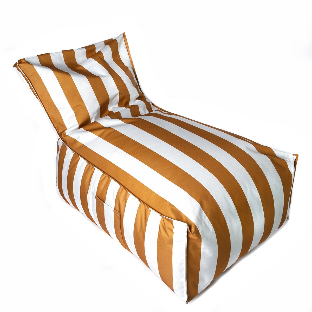 Pufe sofá impermeável riscas branco e amarelo