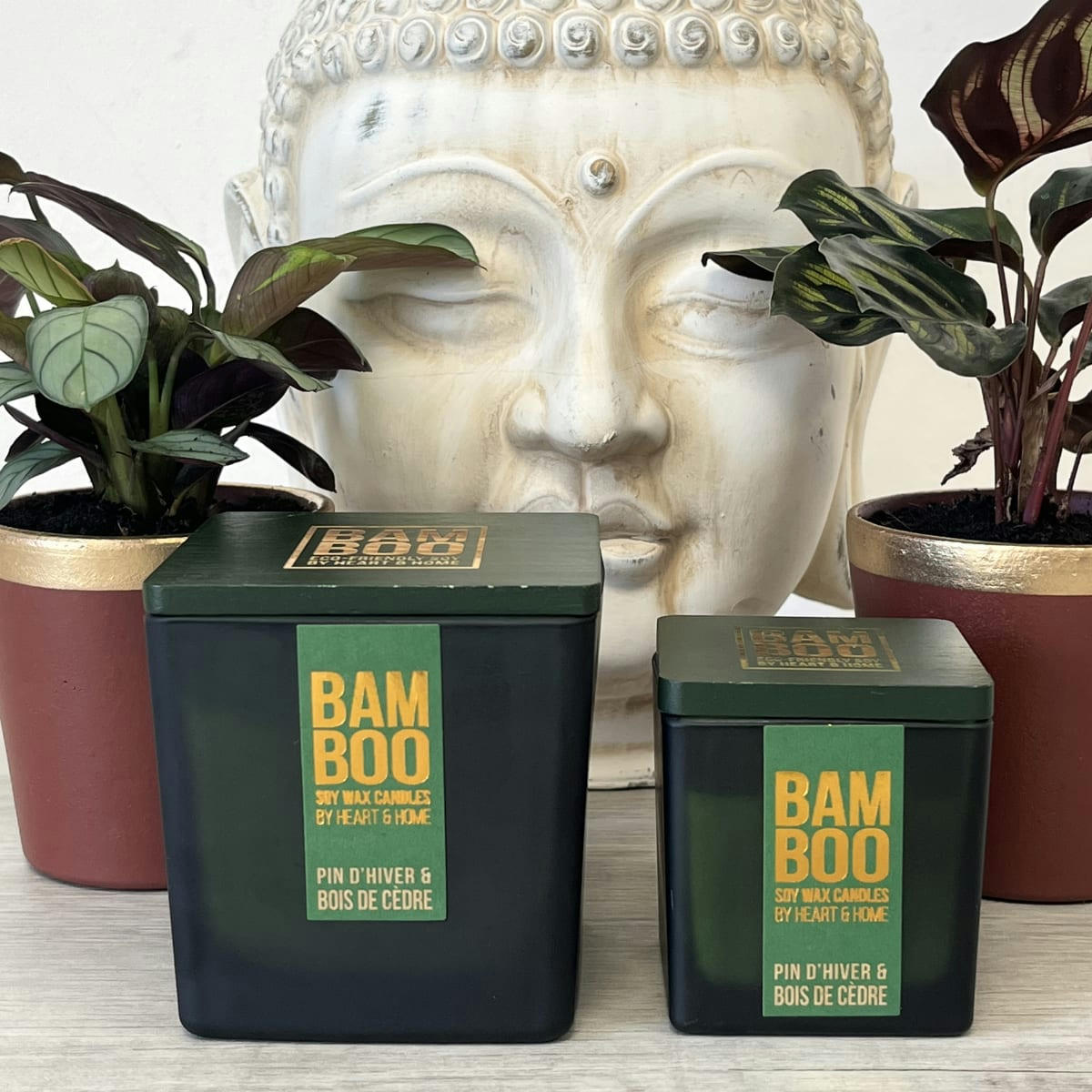 - Bougie éco responsable bambou pin d'hiver et bois de cèdre