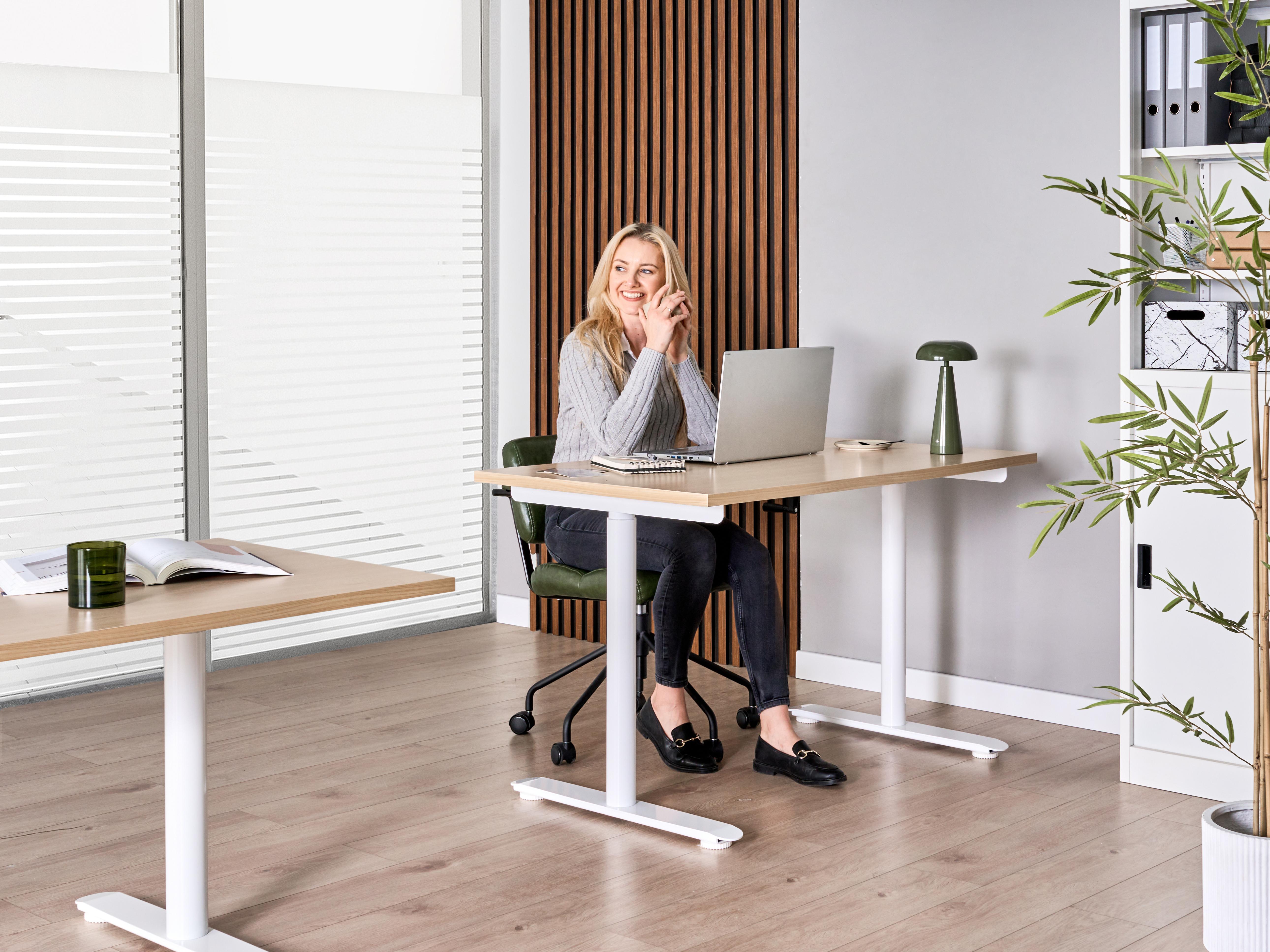 Manual Adjustable Standing Desk DESTINAS Light Brown/ White 120 cm 72 cm