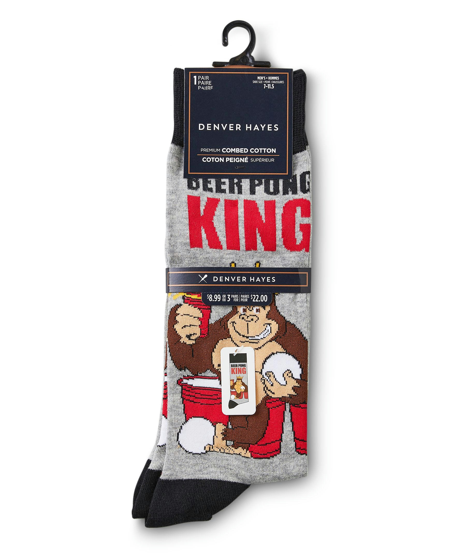 Denver Hayes Men's Novelty Pattern Freshtech Casual Crew Socks