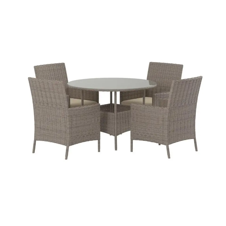 Hioshop Lefkas tuinmeubelset tafel 110x110cm 6 stoelen bruin