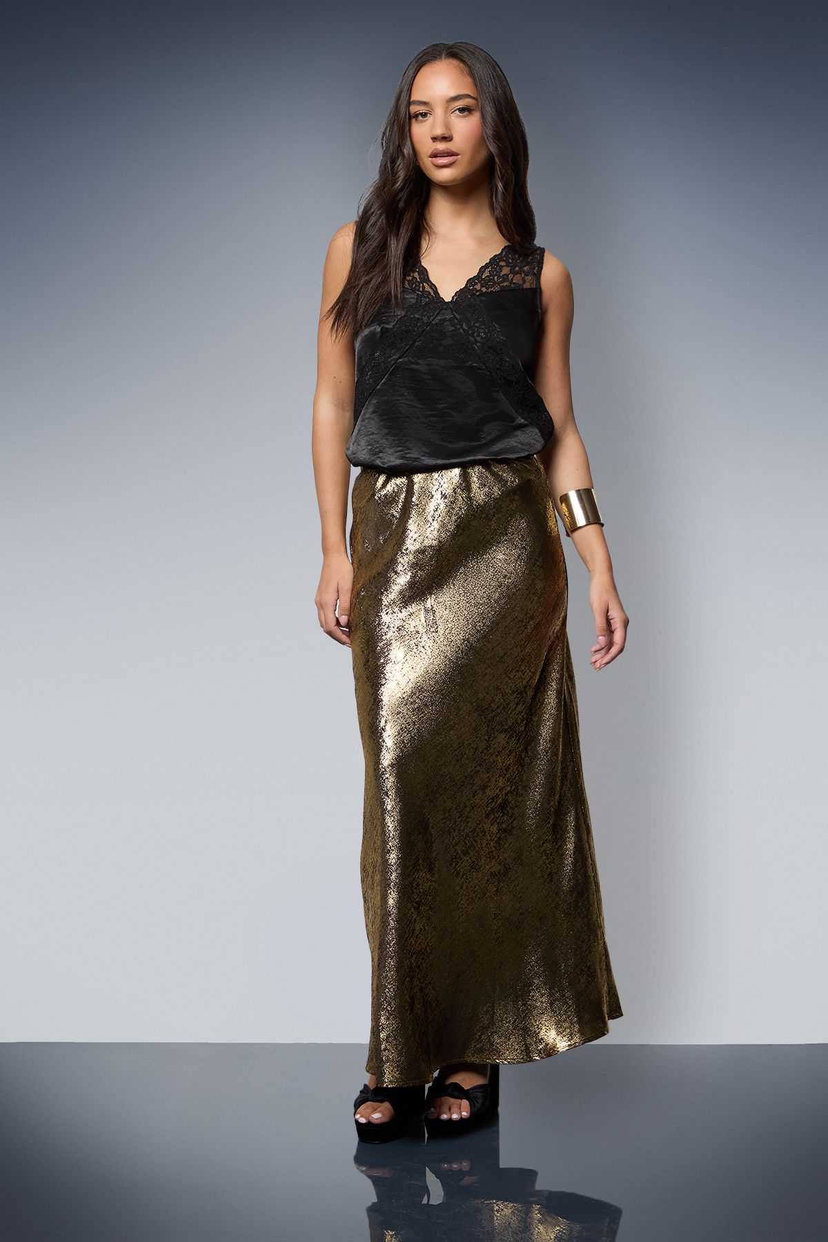 Oasis Satin Lace Detail V Neck Cami Top