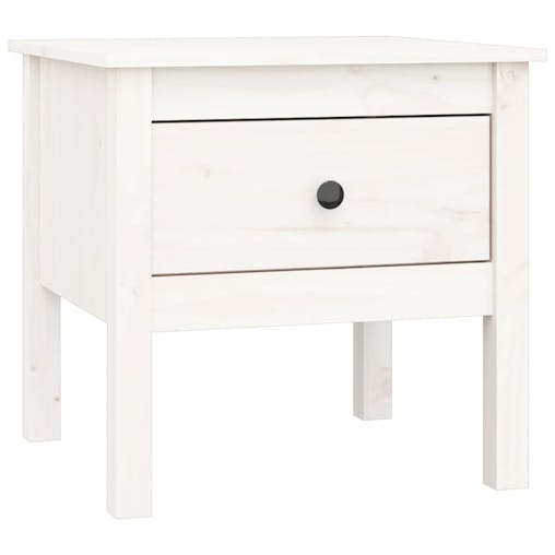 NNEVL Side Table White 50x50x49 cm Solid Wood Pine