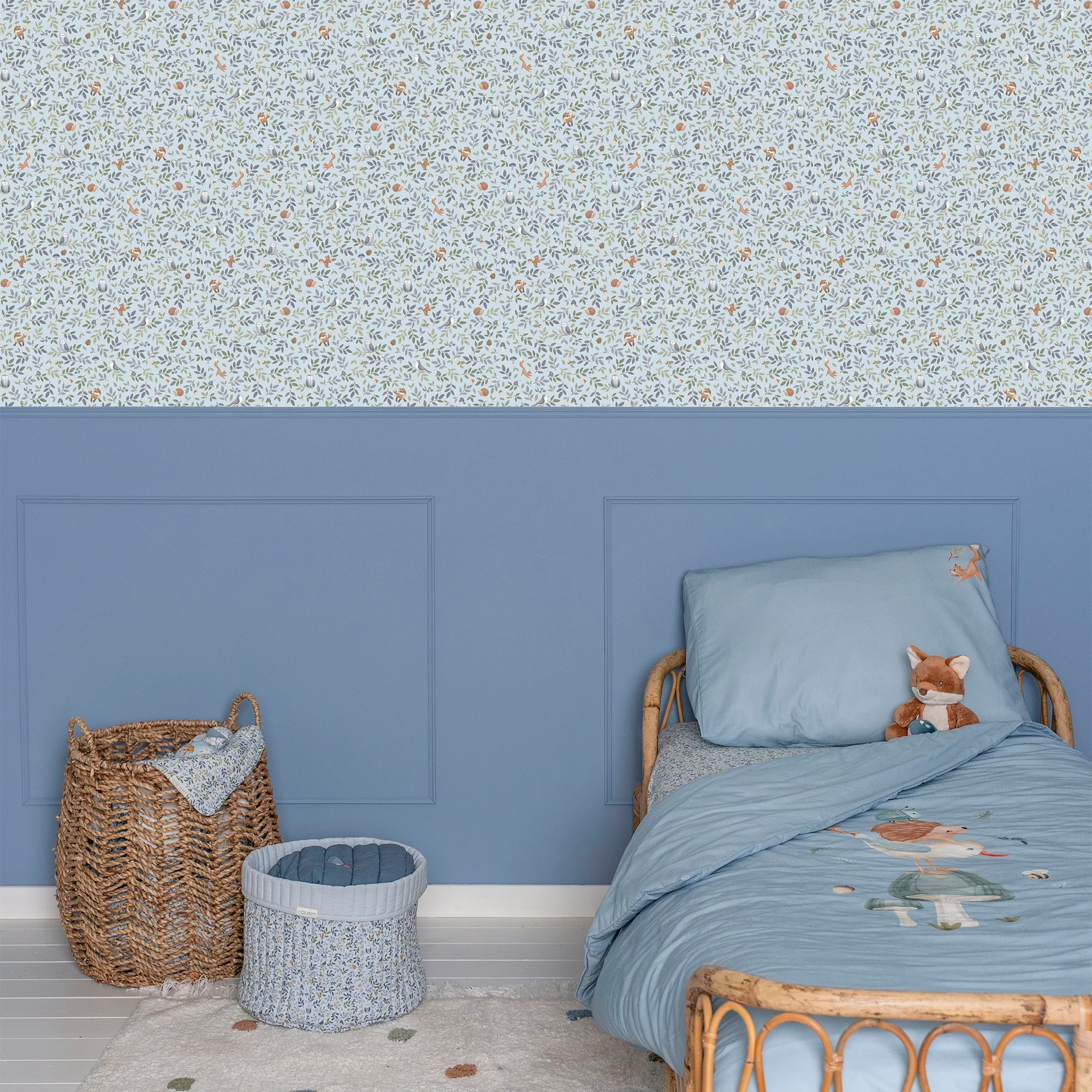 Little Dutch Papier peint intissé FOREST ADVENTURE bleu ciel