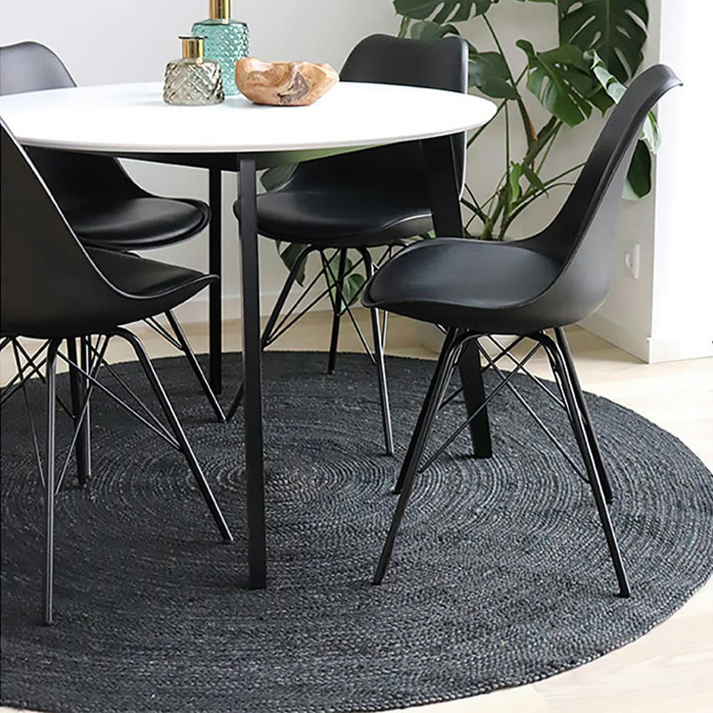 BOMBAY I - Tapis rond en jute noir D180 cm